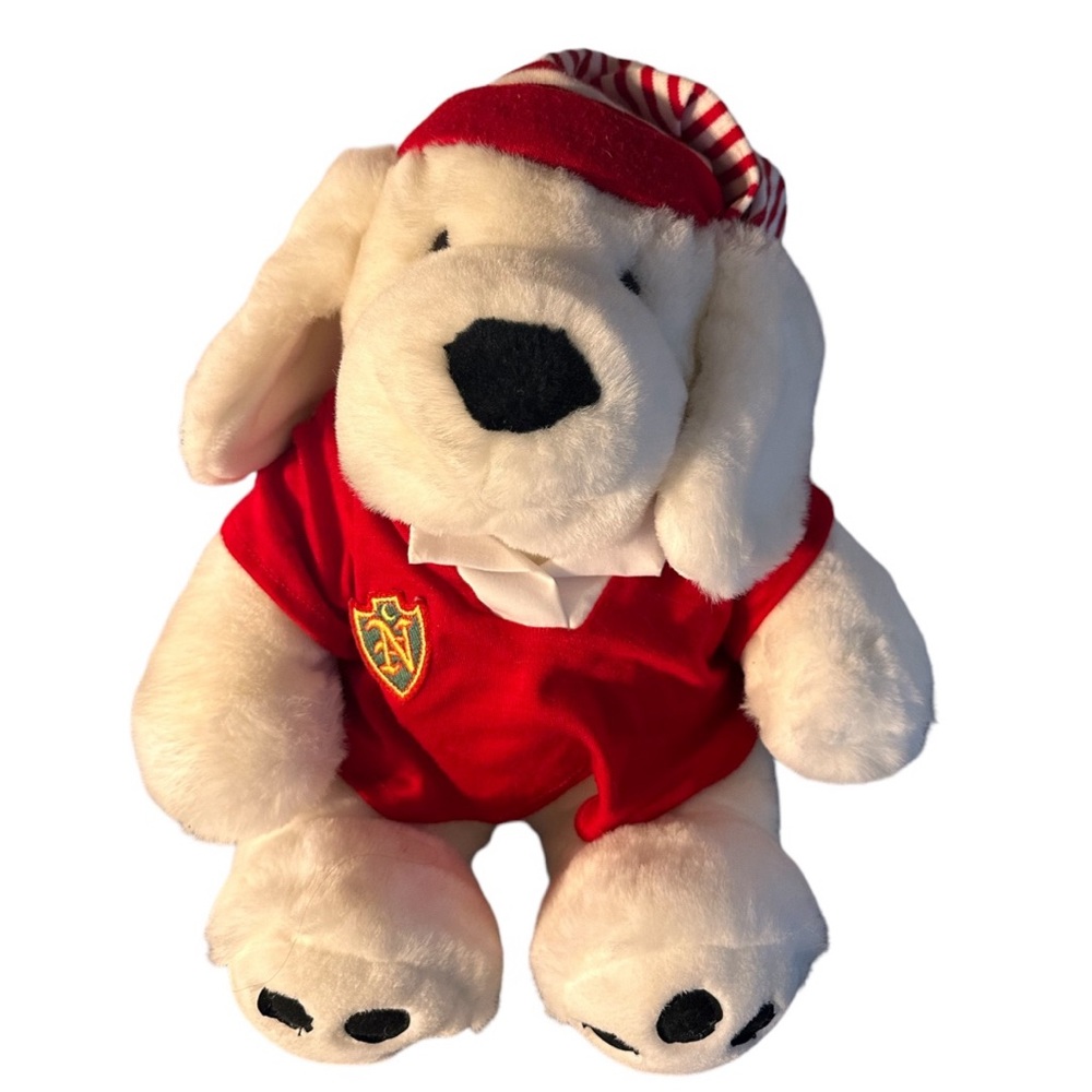 Commonwealth Nap Land of Nod Plush White Christmas Puppy Dog 1992 VTG Target PJs